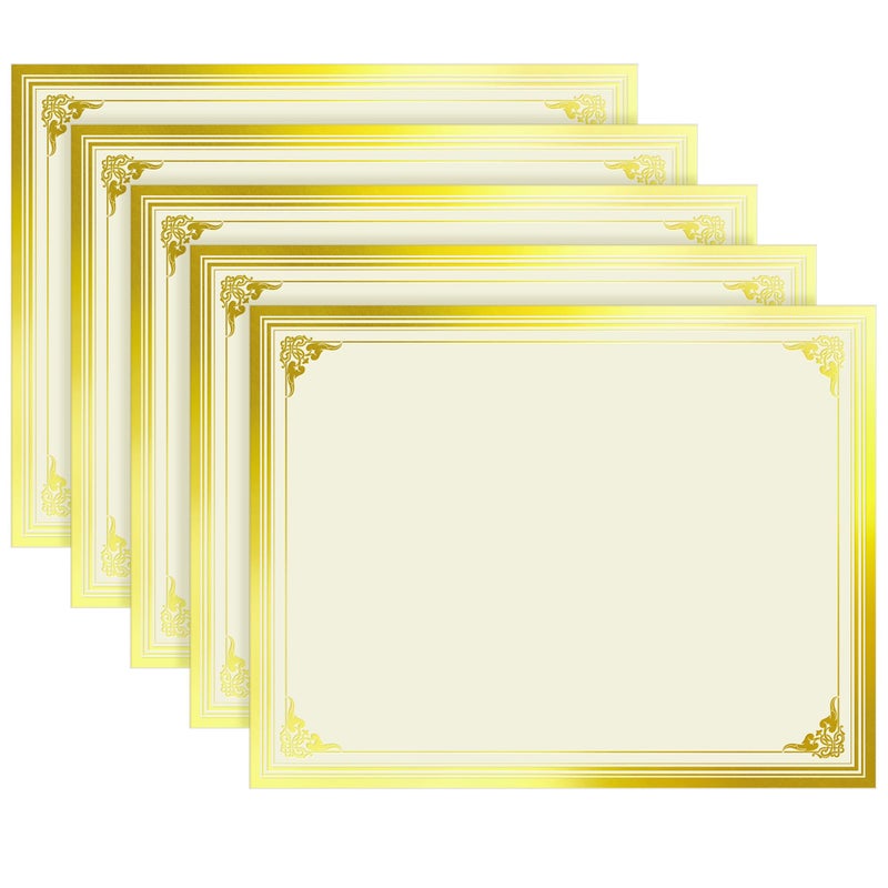 SUNEE 50 Sheets Certificate Papers - Blank Gold Foil Border, Letter Size 8.5x11 for Diploma, Certificates, Participation Awards, Document Cardstock Paper and Inkjet Printer Friendly - Image 1